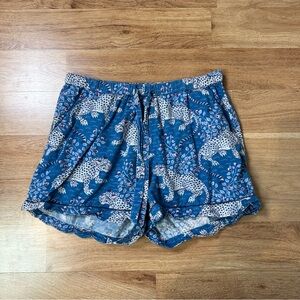 Print Fresh Women Blue Leopard Print Cotton Pajama Botttom Shorts Size Medium